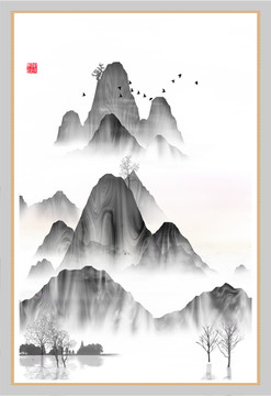 現(xiàn)代裝飾山水水墨畫