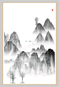 現(xiàn)代裝飾山水水墨畫