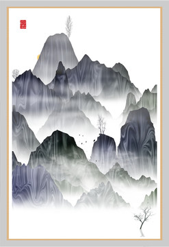 水墨煙云畫水墨山水畫