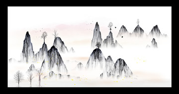 水墨煙云畫水墨山水畫