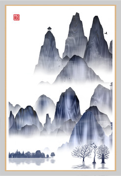 水墨煙云畫水墨山水畫