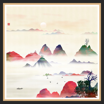 手繪創(chuàng)意水彩畫墨韻水墨畫