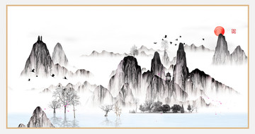 手繪創(chuàng)意水彩畫墨韻水墨畫