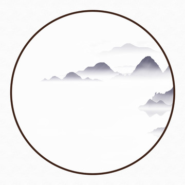 玄關(guān)電視墻壁畫(huà)云霧水墨畫(huà)