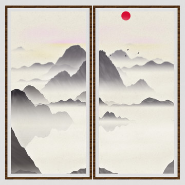 藝術(shù)聚寶盆壁畫家居山水畫