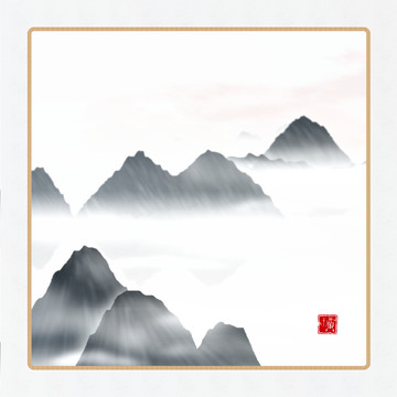 大廳江南風壁畫水墨山水畫