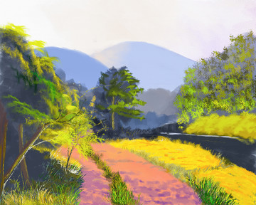 歐式風景油畫