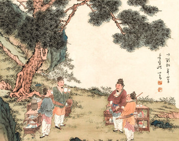 溥儒斗茶圖