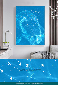 蓝色大海海鸥飞鸟唯美意境装饰画