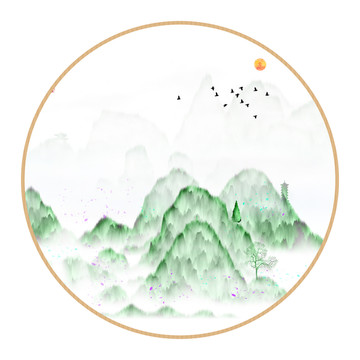 水墨裝飾水彩畫