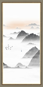 藝術招財靠山畫寫意山水畫