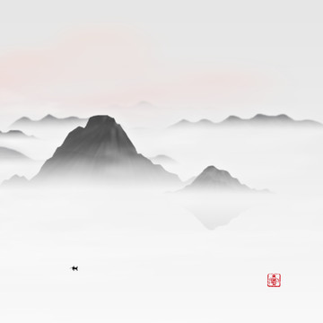 高清水墨無框畫裝飾畫