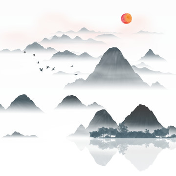 玄關(guān)禪意屏風(fēng)畫家居水墨畫