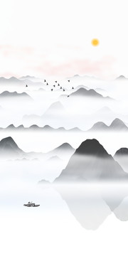 大廳創(chuàng)意水彩畫家居山水畫