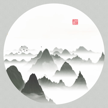 意境素雅裝飾畫(huà)寫(xiě)意山水畫(huà)