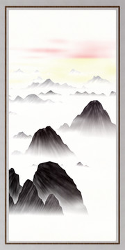 家庭招财靠山画高山流水画