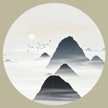 客廳禪意屏風畫寫意水墨畫