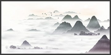 床頭清雅風(fēng)景畫家居水墨畫