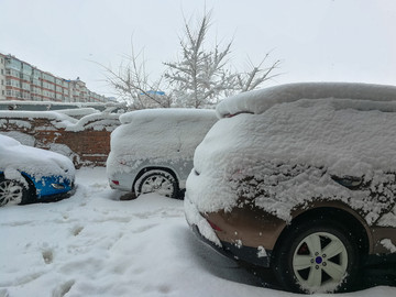 大雪覆盖汽车场景