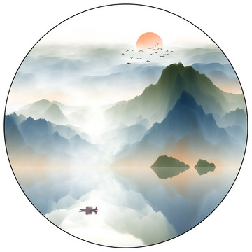 意境水墨山水畫