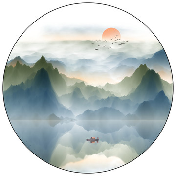 意境水墨山水畫