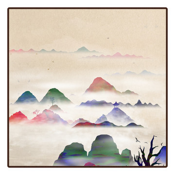 水彩水墨無框畫