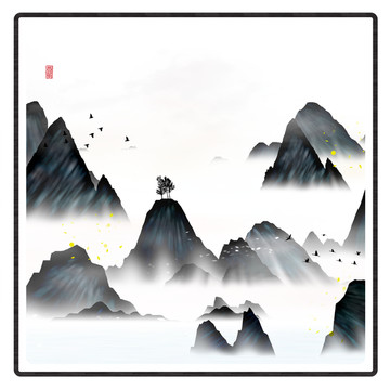 水彩水墨無框畫