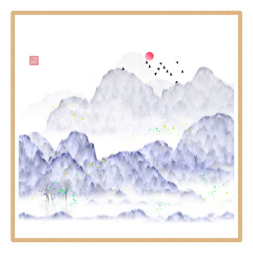 素雅水墨山水掛畫