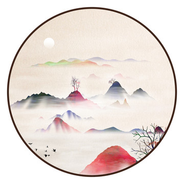 素雅水墨山水掛畫