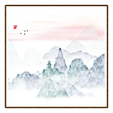 素雅水墨山水掛畫