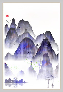 水墨水彩無框畫掛畫