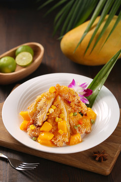 芒果鸡排小吃甜点东南亚美食