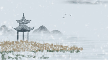 水墨蘇杭雨雪圖