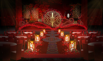 新中式紅色婚禮效果圖