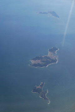 航拍渤海海峡长岛县地区