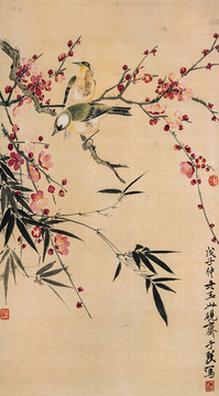于非闇紅梅雙雀