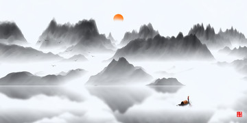 新中式意境水墨山水畫