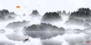 新中式意境水墨山水畫