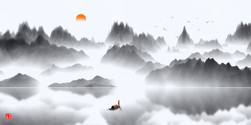 水墨遠(yuǎn)山