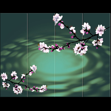 桃花背景墻