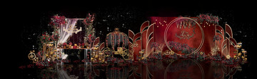 紅金主題婚禮迎賓區(qū)
