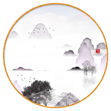 水墨裝飾水彩畫
