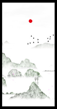 水墨裝飾水彩畫