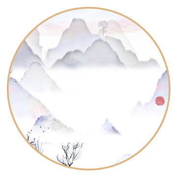 新中式抽象意境山水無框畫