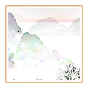 意境抽象畫(huà)彩墨山水畫(huà)
