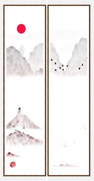 意境抽象畫彩墨山水畫