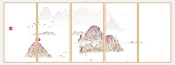 意境抽象畫彩墨山水畫