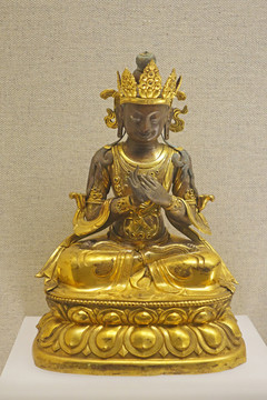藏族文殊菩萨鎏金铜像
