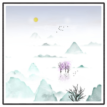 現(xiàn)代水墨掛畫無(wú)框畫
