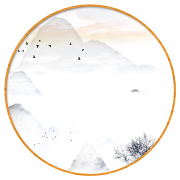 中國水彩水墨裝飾畫